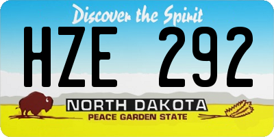 ND license plate HZE292