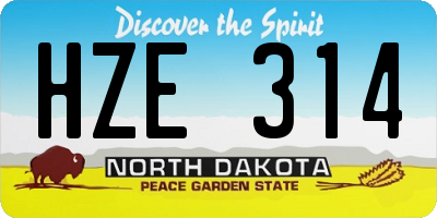 ND license plate HZE314