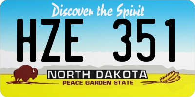 ND license plate HZE351