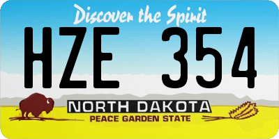 ND license plate HZE354