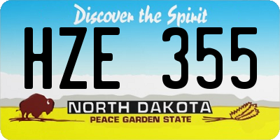 ND license plate HZE355
