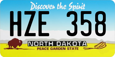ND license plate HZE358