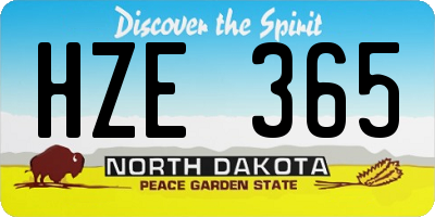 ND license plate HZE365