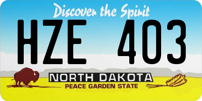 ND license plate HZE403