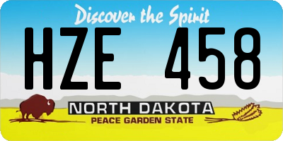 ND license plate HZE458
