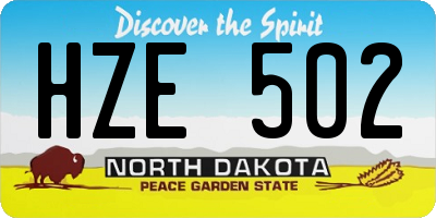 ND license plate HZE502