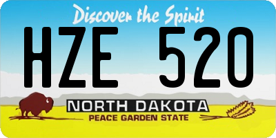 ND license plate HZE520