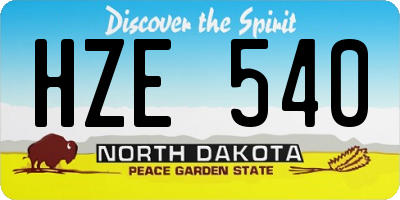 ND license plate HZE540