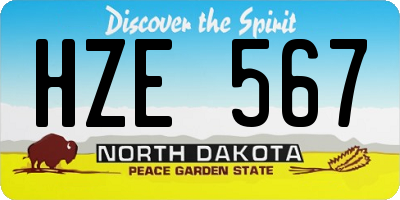 ND license plate HZE567