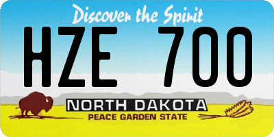 ND license plate HZE700