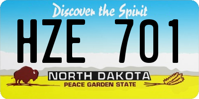 ND license plate HZE701