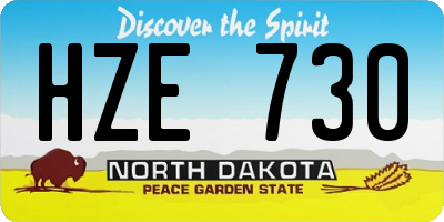 ND license plate HZE730
