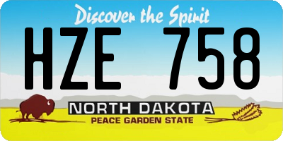 ND license plate HZE758