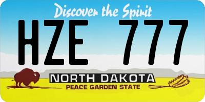 ND license plate HZE777