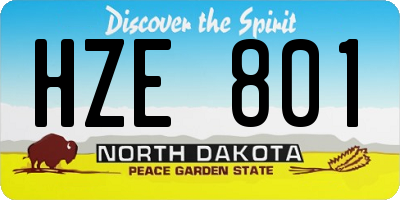 ND license plate HZE801