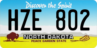 ND license plate HZE802