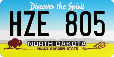 ND license plate HZE805