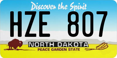 ND license plate HZE807
