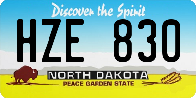 ND license plate HZE830