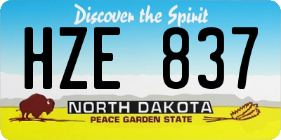 ND license plate HZE837