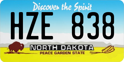 ND license plate HZE838