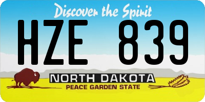 ND license plate HZE839