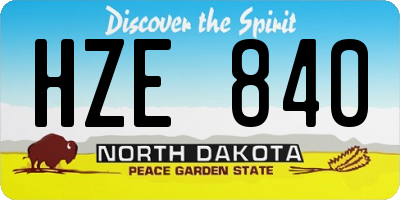 ND license plate HZE840
