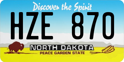 ND license plate HZE870