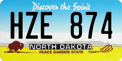 ND license plate HZE874
