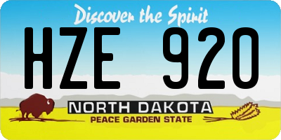 ND license plate HZE920