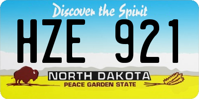 ND license plate HZE921