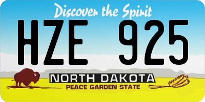 ND license plate HZE925