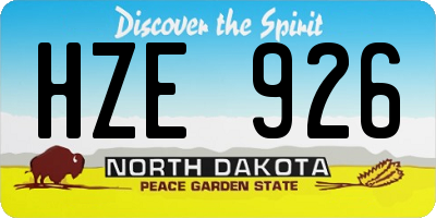 ND license plate HZE926