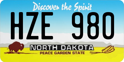 ND license plate HZE980