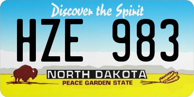 ND license plate HZE983