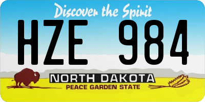 ND license plate HZE984