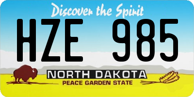 ND license plate HZE985