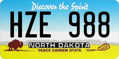ND license plate HZE988