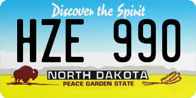 ND license plate HZE990