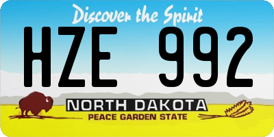 ND license plate HZE992