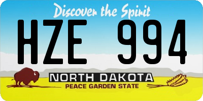 ND license plate HZE994