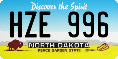 ND license plate HZE996