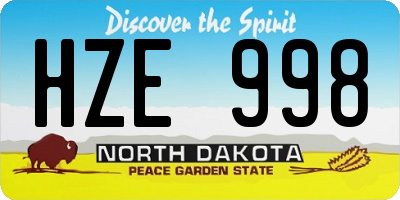 ND license plate HZE998