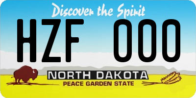ND license plate HZF000