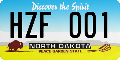 ND license plate HZF001