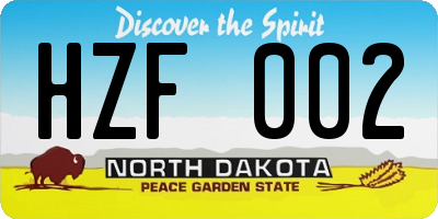 ND license plate HZF002