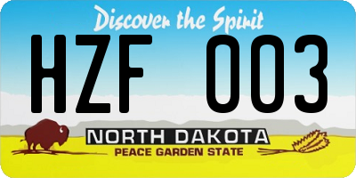 ND license plate HZF003