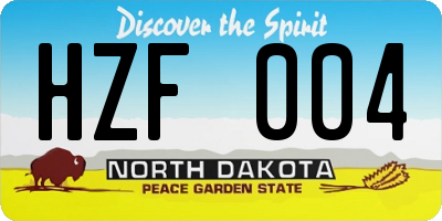 ND license plate HZF004