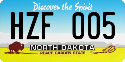 ND license plate HZF005