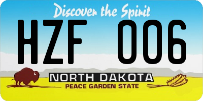 ND license plate HZF006